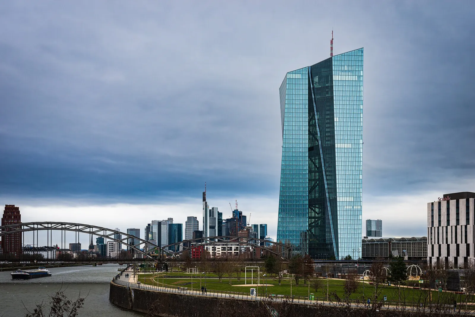 The European Central Bank headquarters building in Frankfurt, Germany