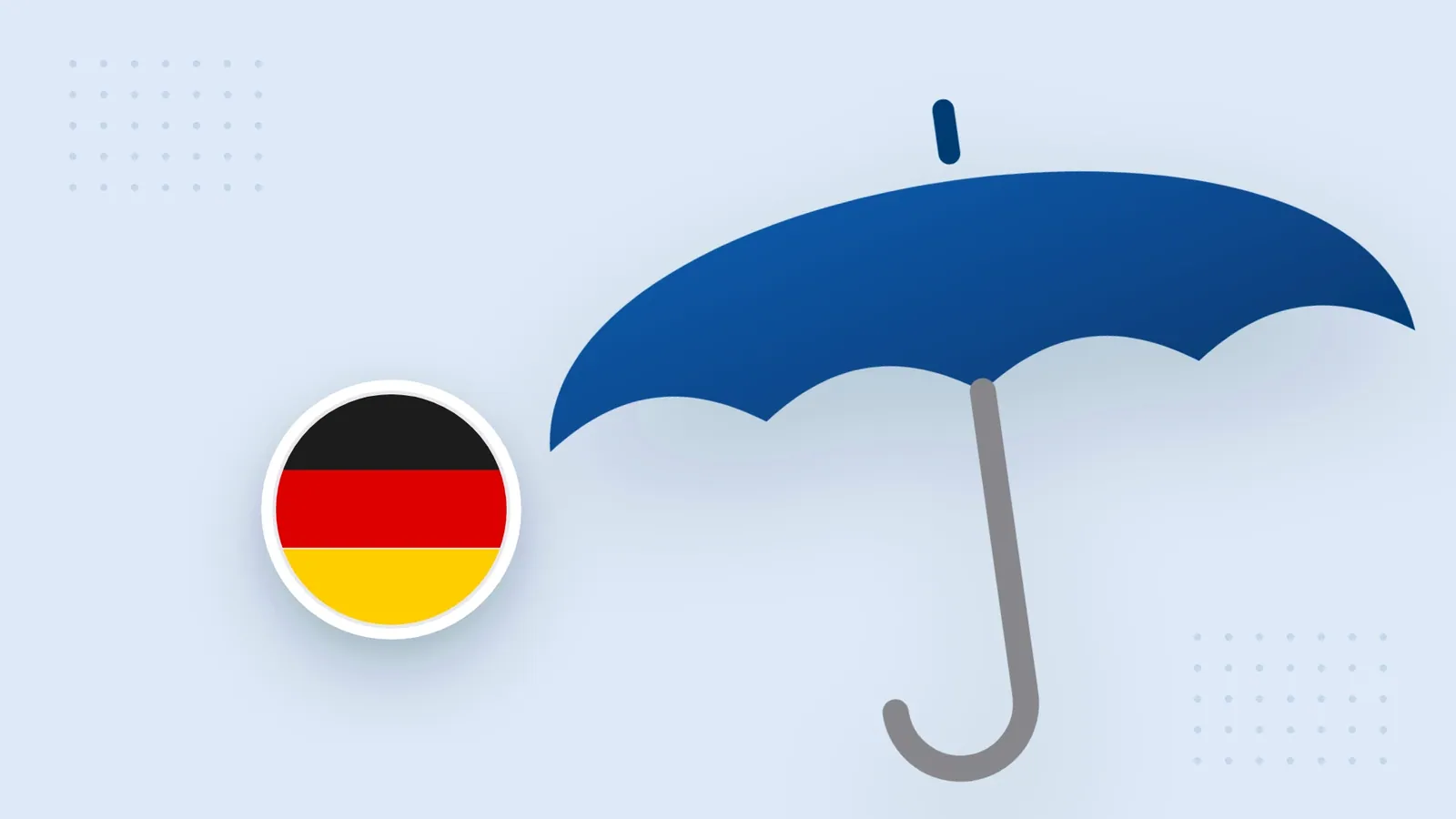 Illustration: a large umbrella beside the flag of Germany