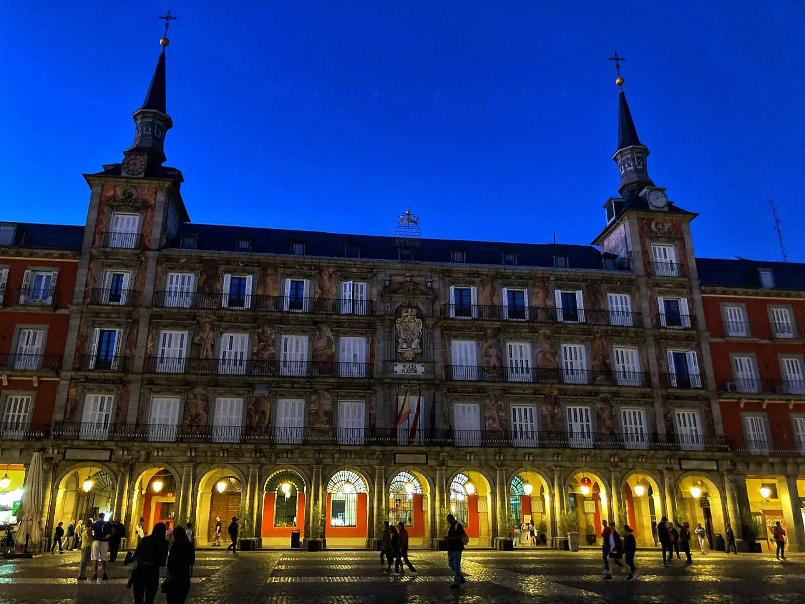 Casa de la Panadería facade on Plaza Mayor, a historic square in central Madrid, Spain